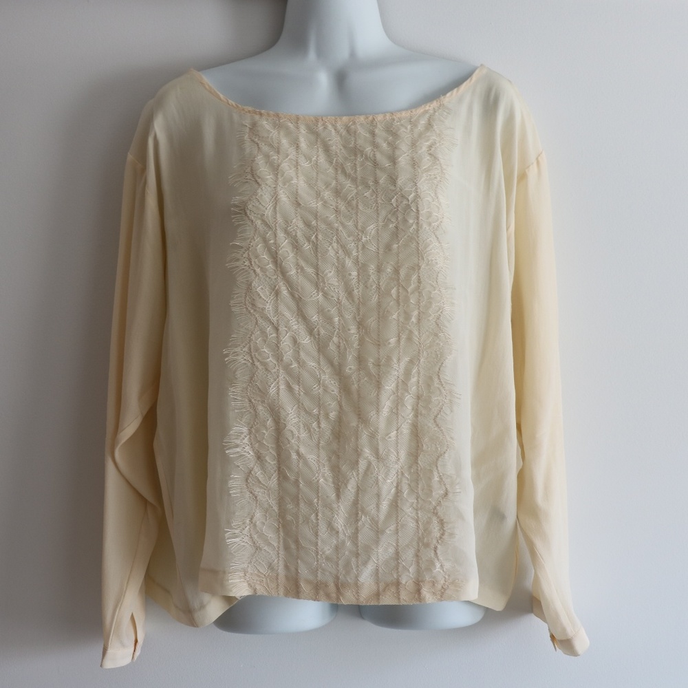 Club Monaco Ivory Silk Lace Blouse